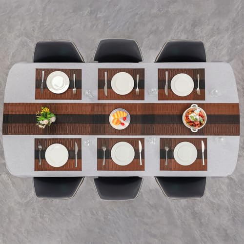 Placemats Set of 4, Vinyl Woven Heat-Resistant Place Mats - color: Black Brown, size: Set of 4