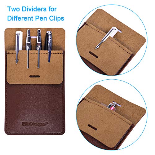 Wisdompro Pocket Protector, 3 Pack PU Leather Heavy Duty Pen Holder Pouch - color: Brown