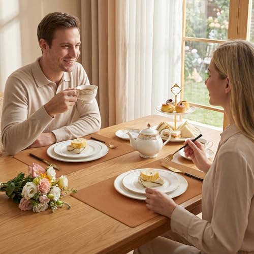 Romanstile Faux Leather Vinyl Placemats Set of 6, Orange - color: Orange