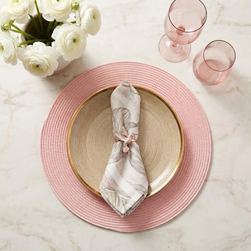 AHHFSMEI Round Placemats Set of 4 Heat Resistant Washable Non-Slip Woven Braided Table Mats for Dining Table Kitchen & Home Decor (Pink,4) - color: Pink, size: Set of 4