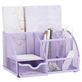Annova Mesh Desk Organizer Office with 7 Compartments + Drawer/Desk Tidy Candy/Pen Holder/Multifunctional Organizer (Light Purple) - color: Light Purple