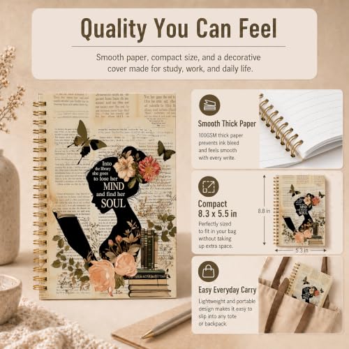 WDXIA Vintage Literary Book Notebook 5.5x8.3 Inch - color: pattern-17