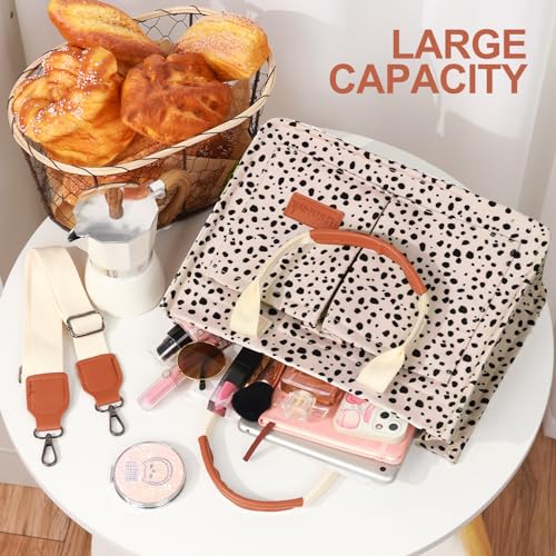 LHMTQVK Canvas Tote Bag for Women, Work & Bible Study Handbag - color: Leopard