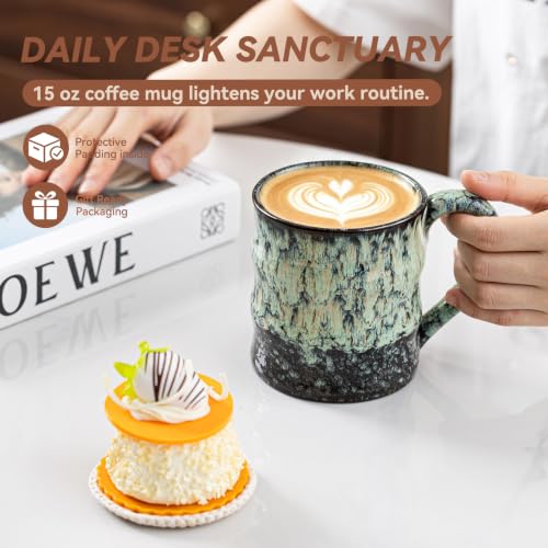 Celadon Rain Ceramic Mug, 15oz Reactive Glaze Mug, Housewarming Gift - color: 15oz - Celadon Rain · RENEW