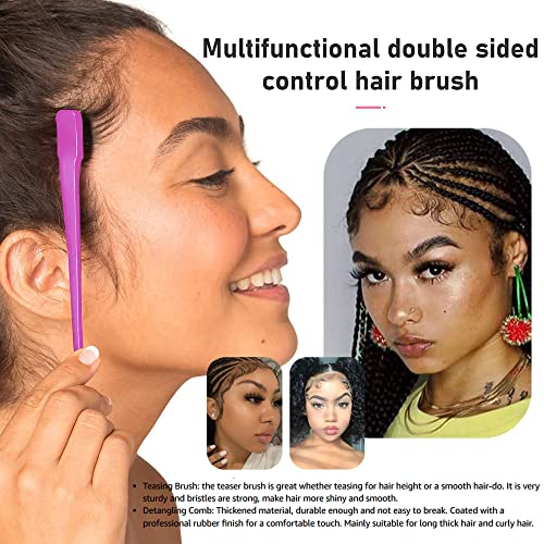 Foxi Fresh Double Sided Edge Control Hair Brush Comb Combo Pack 2 Pieces Pink and Black - color: Combo (Pink and Black)
