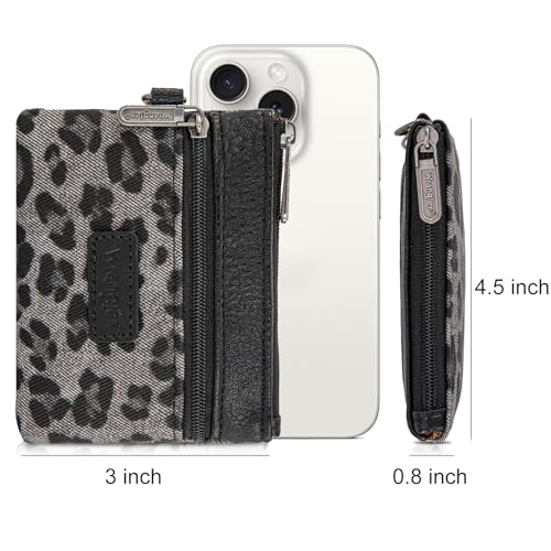 Wrangler Small Wallet for Women Cheetah Print Wristlet Wallets Mini Change Pouch Black - color: Leopard Print Black
