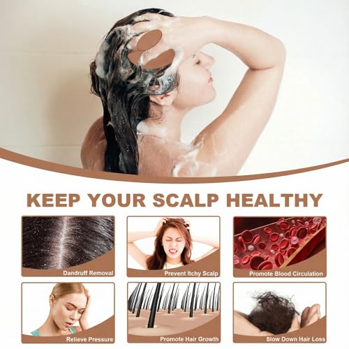 Meartchy Silicone Scalp Massager Shampoo Brush, Scalp Brush for Hair Growth & Dandruff Removal, Hair Scrubber Scalp Stimulator Exfoliator Brush with Soft Bristles for Wet Dry Scalp Care (Brown) - color: Brown