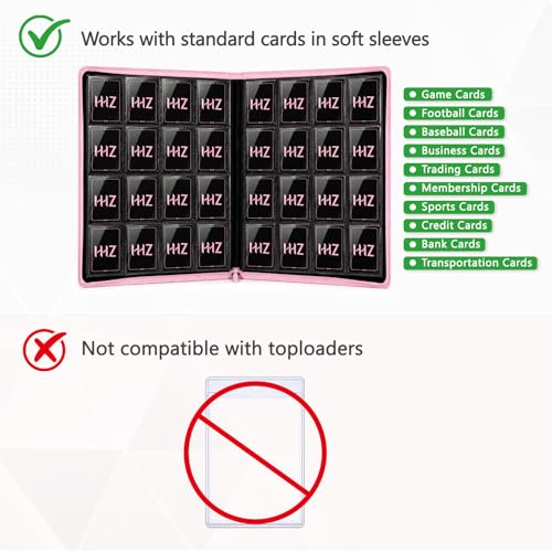 HHZ 16-Pocket Trading Card Binder, 832 Slots, Side Loading, Ringless -Pink - color: Pink
