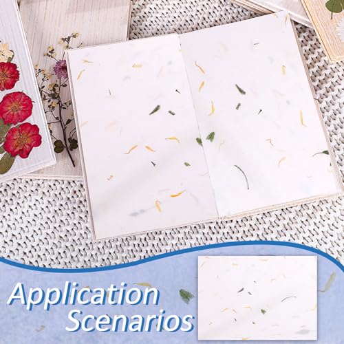 Benvo 50 Sheets A4 Natural Mulberry Paper Visible Leaves Fiber Rice Paper Printable Decoupage Tissue Paper Sheets for Writing, Painting, Card Making, DIY Crafts(8.3x11.7in, Semi Transparent Off White) - color: semi transparent