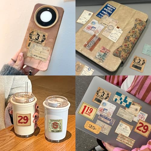 PRSTINCOL 100Pcs Vintage Sticker Pack - Scrapbooking Supplies & Junk Journal Accessories - Aesthetic Stickers for Water Bottles, Craft Kits, Bullet Journals - Retro Design - style: Letter_raft