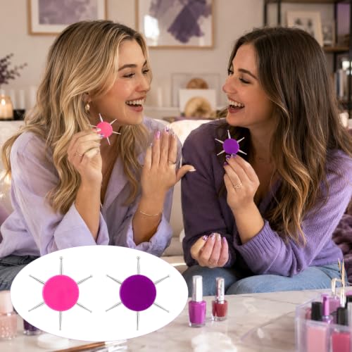 2pcs Nail Dotting Tool, 6-in-1 Metal Dotting Tool Nail Art, 2 Colors - color: Purple, Pink, 2pcs