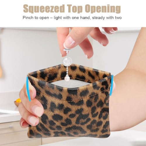 Leopard Squeeze Coin Purse Pouch Small Makeup Bag for Purse - color: Leopard, size: Small (4.4"x3.85")