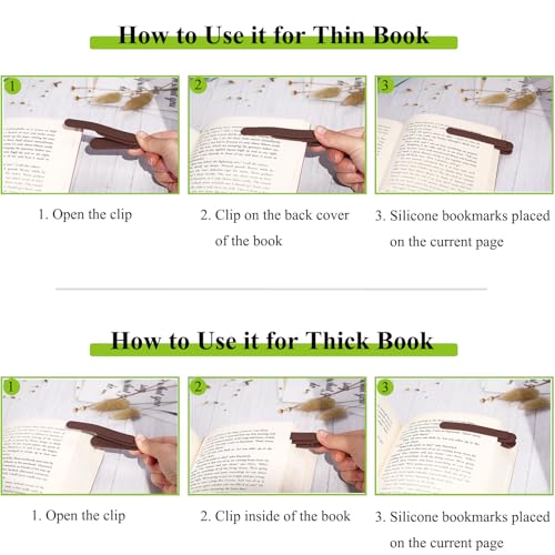 12pcs Automatic Bookmark, Silicone Book Marks for Reading Women, Men, Kids, Book Lovers, Cute Unique Book Markers for Reading, Reading Accessories Gifts for Book Lovers - color: 12pcs Coffee Set/Blue Set/Green Set