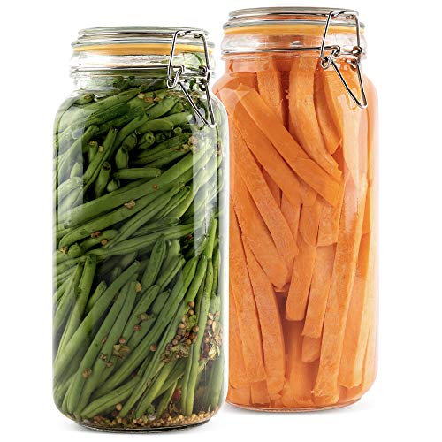 Glass Jars with Airtight Lids 67 oz [Set of 2] - size: 67 oz