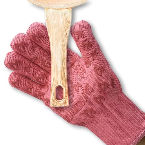 Grill Armor Oven Gloves with Fingers – 932°F Heat, Fire & Cut Resistant Mitts for BBQ, Grill, Cooking, Grilling, Baking, Smoker & Fire Pit - color: Pink, size: Small Standard Cuff