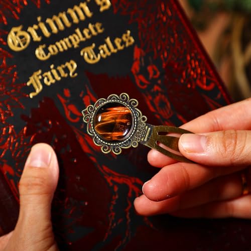 1Pcs Vintage Tiger Eye Bookmark with Natural Crystal Stone - Unique Brass Metal Bookmarks for Reading Women, Men, Book Lovers, Girls and Teachers Book Marks(Tiger Eye) - color: Tiger Eye
