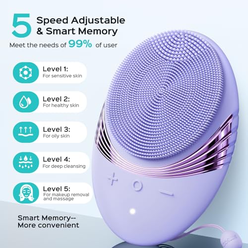 COSLUS FBS01 Facial Cleansing Brush Face Scrubber, Compact for Travel - color: Purple
