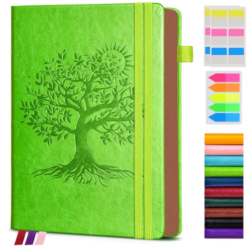 PAIBAS Lined Journal Notebook with 300 Page Numbered Pages, Vintage Leather - color: Light green, size: A5 (5.8in x 8.3in)