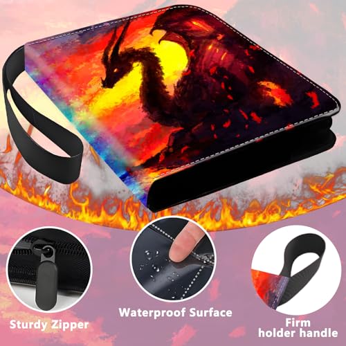 4 Pocket Trading Card Binder, Holds 400 Cards, Zipper Binder - color: Ice Fire Dragon