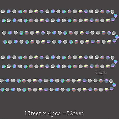 Cheerland Iridescent Party Decorations Holographic Circle Garlands Disco Theme Birthday Decorations Bachelorette Hanging Streamers Banner Graduation Decor Euphoria Karaoke Music Party Backdrop