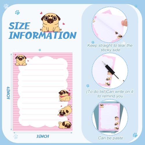 Chiisong 12 Pcs Pug Puppies Sticky to Do List Dog Sticky Notes - style: Pug Style