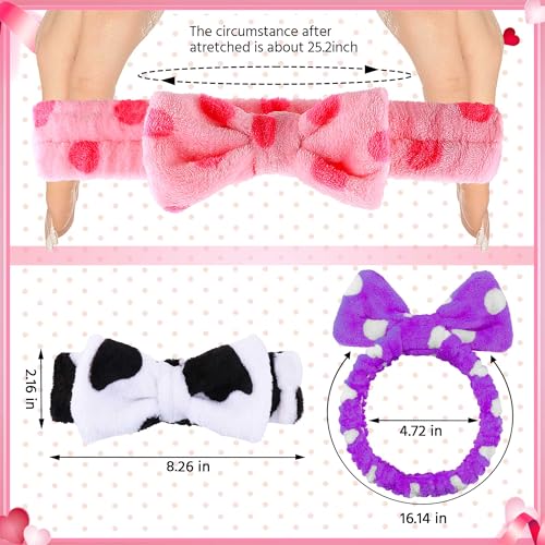 WSYUB 3PCS Spa Headbands, Headbands for Face Washing - color: Pink, purple and white with round dot