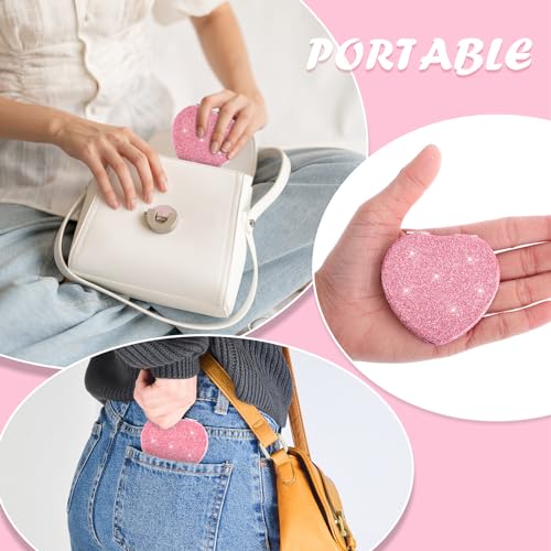 Mabor Heart Compact Mirror Magnifying, Double Sided Glitter Makeup Mirror