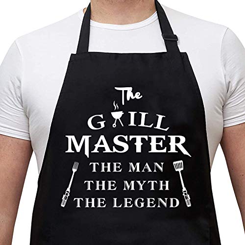 Rosoz Funny Aprons for Men - Cooking Grilling BBQ Chef Apron for a Husband - color: The Grill Master