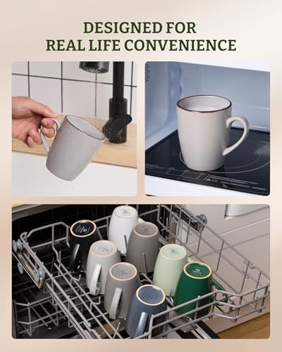 famiware Venus Coffee Mugs Set of 6, 13 oz Ceramic Stoneware Mug Cup Set - color: Ligth Gray, size: 6pcs