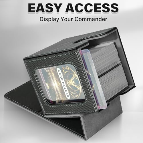 Card Deck Box for MTG Commander, Deck Case Holds 100 Double-Sleeved Cards - color: Black & Grey, size: 1 Box