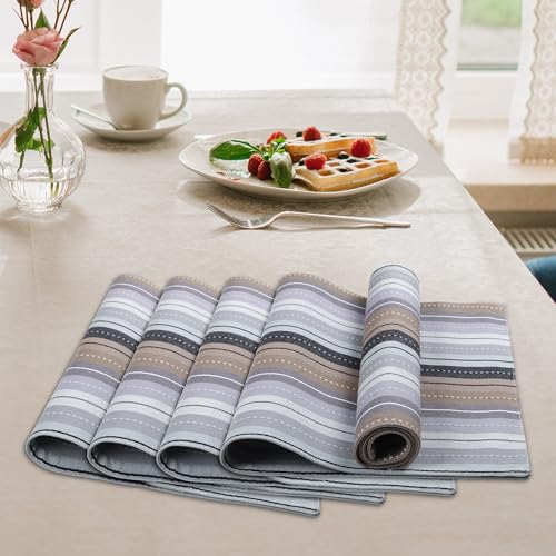 Urban Villa Two Tone Placemat Cotton Tablemat 14x20 (Set of 6) Greymulti - color: Grey Multi, size: 14" x 20"