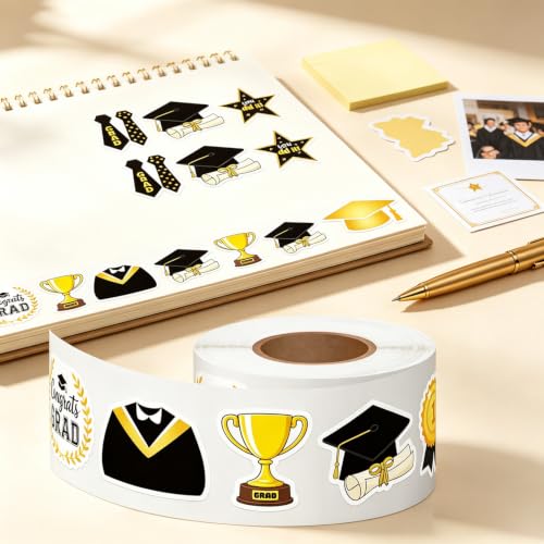 Graduation Stickers Roll Cartoon Grad Cap Trophy Self Adhesive Decor Labels - style: Graduation Cup