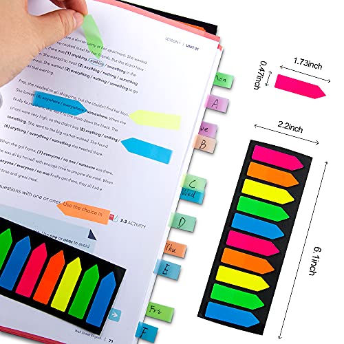 Ericter 1200 Pcs Sticky Tabs Page Markers Sticky Index Tabs, Arrow Flag Tabs - 10 Primary Color Tabs Page Flag Markers Bookmarks Book Tabs for Annotating Books - color: Arrow, size: 1200