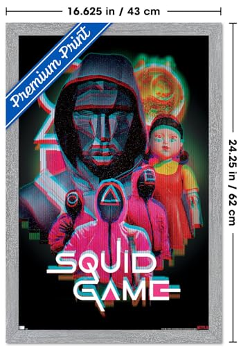 Trends International Netflix Squid Game: Season 2 - Group Glitch Wall Poster, 22.4L x 14.7W, Gray Framed Version - color: Gray Framed Version, size: 22.4"L x 14.7"W