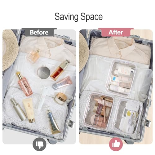 PACKISM Clear Makeup Bag Travel - TSA Approved Toiletry Bag, 2 Matte White - color: Matte White, size: Mixed Size Series (1 Medium + 1 Large)