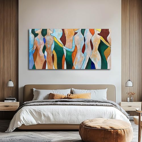 Ocevarin Neutral Abstract Canvas Wall Decor Figures Posters Line Art Large Wall Art for Living Room Colorful Contemporary Artwork for Home Office 29x58 Inch - color: Colorful Abstract, size: 58"L x 29"W