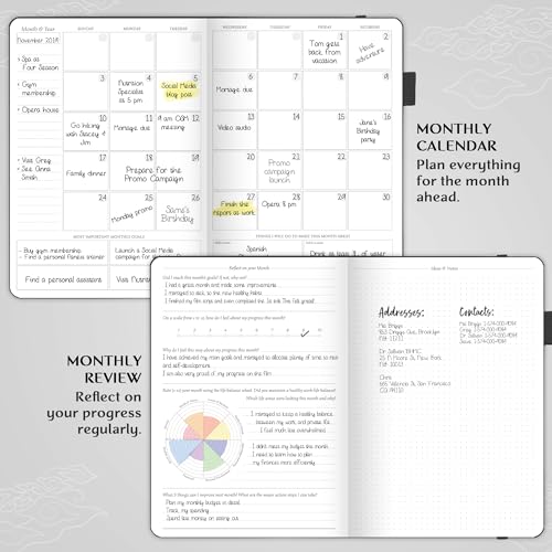 Legend Planner PRO Weekly & Monthly, Large Undated, 7”x10”, Black - color: Black, Debossed