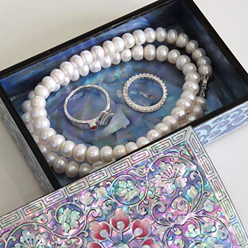 MADDesign Mother of Pearl Trinket Jewelry Box Keepsake Pink Floral