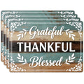 Peacoblue Placemats Set of 4,Faux Leather Thankful Blessed Board Design - style: Thankful Grateful Blessed Board