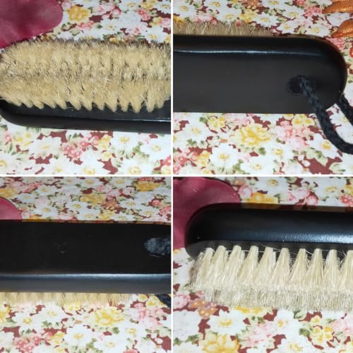 NewFerU Wooden Nail Brush Cleaner Black with 100% Natural Boar Bristles - color: Black With Rope