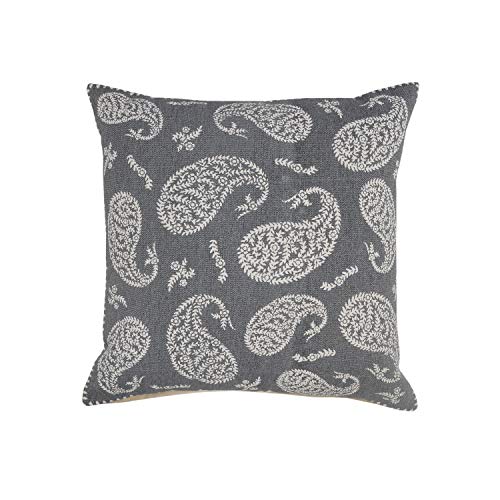 20x20 Inches Paisley Cotton Throw Pillow Covers for Home Decor | Traditional Boho Cushion Covers for Throw Pillows | Perfect for Living Room Couch & Bedroom Decorations | Dark Gray - color: Dark Gray