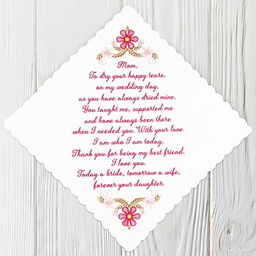 Mother of the Groom Gift Wedding Handkerchief Something Blue - color: Mom X 1 (Red)