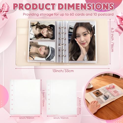 Pink Bows Photocard Binder 60 Card 10 Postcard Slots Kpop