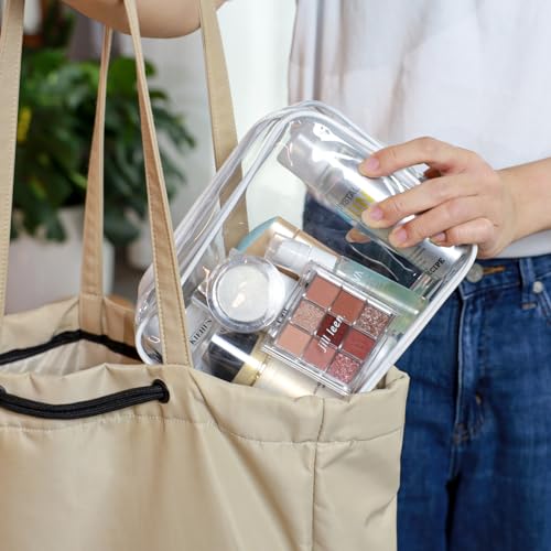 PACKISM Clear Makeup Bag Travel - TSA Approved Toiletry Bag, 2 Matte White - color: Matte White, size: Mixed Size Series (1 Medium + 1 Large)