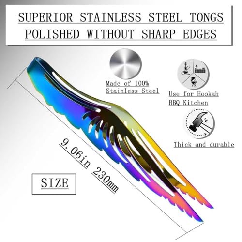 9 Inch Heat Resistant Coal Tongs - Professional Hookah Charcoal Tong with Anti-Slip Handle for Shisha, BBQ and Fireplace Use (Colours Butterfly Tongs 9") - size: colours butterfly Tongs 9"