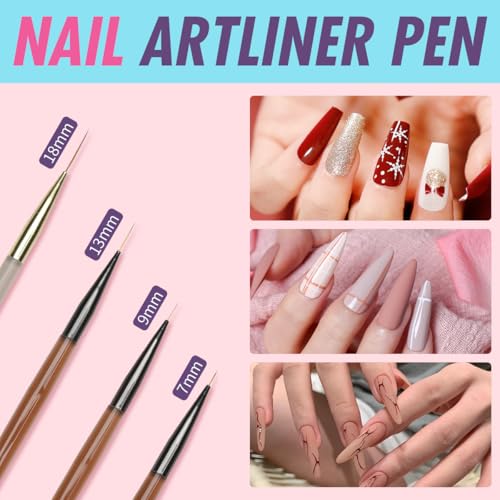 Nail Art Brushes for Gel Art Design Nail Art Pens Brushes Nail Art Tool Set IncludeNail Dotting Tools Dual-Head Pen Painting Set Liner Brush Nail Drawing Pen For Nail Design