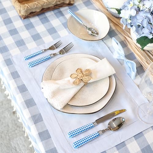 ANNOVA Silverware Set 20 Pieces Cutlery Stainless Steel Colorful Fun Handle Flatware Service for 4 - Dinner Knife, Dinner Fork, Salad fork, Dinner Spoon, Dessert Spoon (Checker Blue, 20 Pieces) - color: Checker Blue