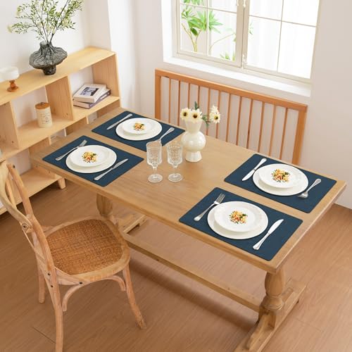FROMHEART Faux Leather PU Placemats Set of 6 (Dark Blue,11.8" x 17") - color: Dark Blue, size: Set of 6