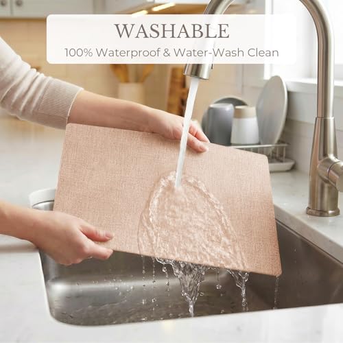 Romanstile Faux Leather Vinyl Placemats Set of 6, Pink - color: Pink