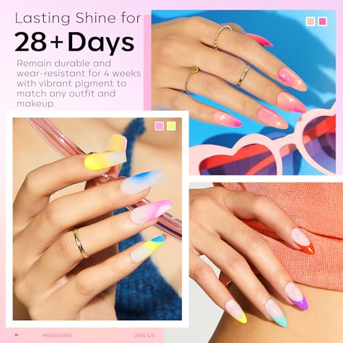 modelones Gel Nail Polish Set Neon Glitter 32PCS 28Colors - color: A2-Passion Fiesta